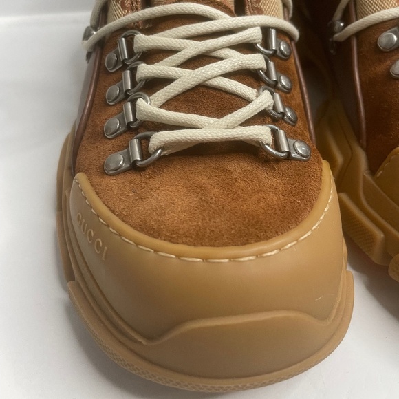 Gucci Sega Flashtrek Brick Red/Brown Leather Trim Midtop Boots Italy Sz 9 521680 - Picture 3 of 16